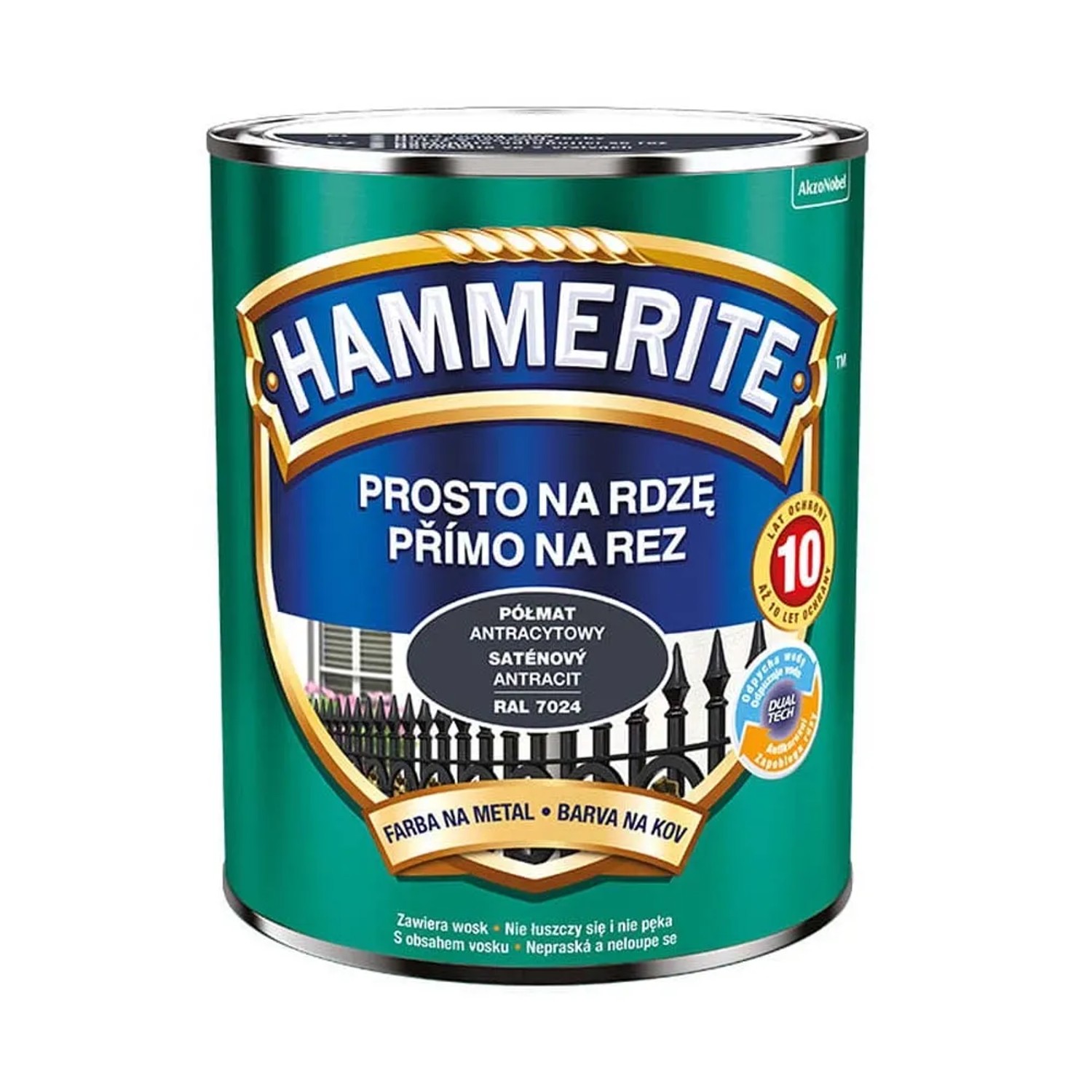 Emalia do metalu antykorozyjna Hammerite półmat antracyt 2,5L