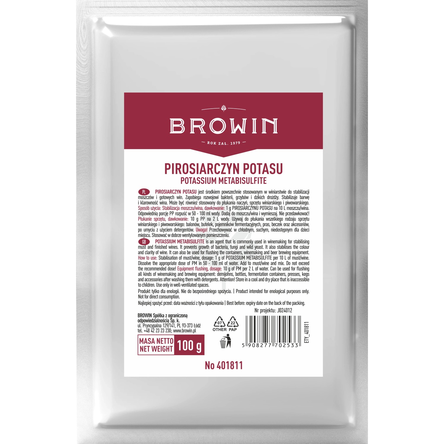 Pirosiarczyn potasu - 100 g