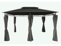 Pawilon ogrodowy z zasłoną szary - 3 x 4 m