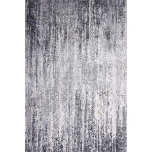 Szaro-biały dywan z abstrakcyjnym wzorem.