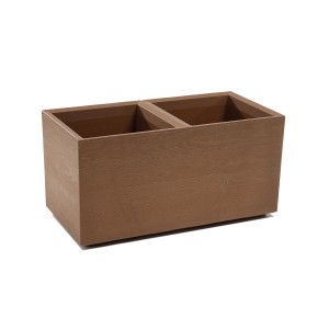 Brązowa donica t.b.t. z dwoma przegródkami do ogrodu.