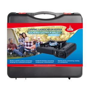Kuchenka gazowa kempingowa w walizce, przenośna kuchenka gazowa do aktywności na świeżym powietrzu.