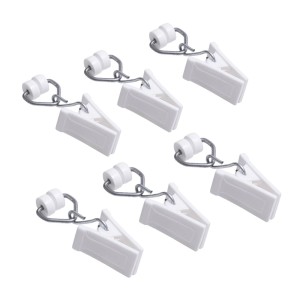 Białe rolki z klipsem do karniszy, zestaw 6 szt.