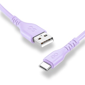 Liliowy kabel t.b.t. USB-A do USB-C do akcesoriów do telefonów komórkowych.