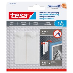 Tesa Powerstrips gwóźdź samoprzylepny do tapet i tynku, 2 sztuki, do 1 kg.