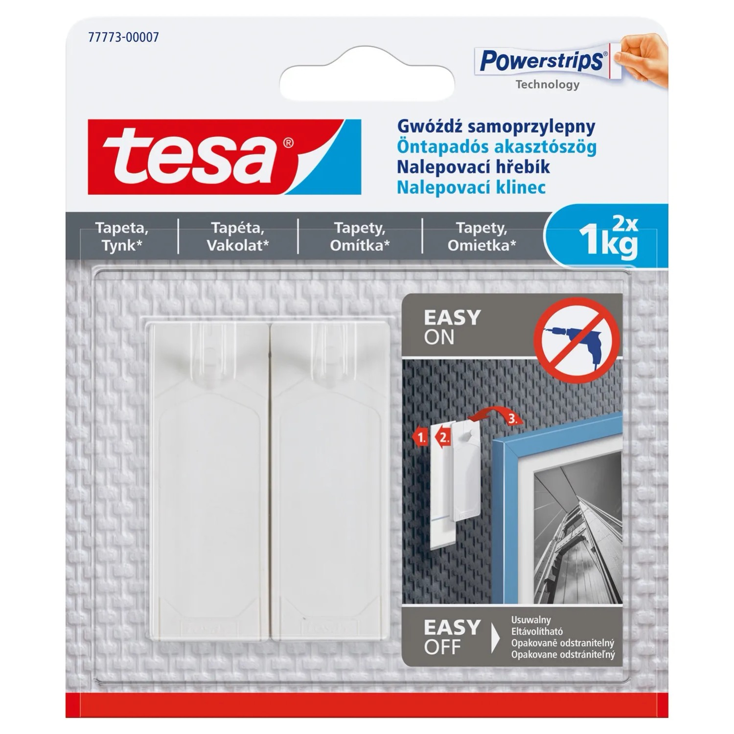 Tesa Gwóźdź samoprzylepny do tapet, 2 szt. do 1kg