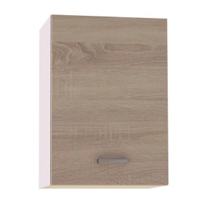 Szafka wisząca z serii mebli kuchennych t.b.t. w kolorze drewna z uchwytem.