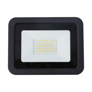 Czarny reflektor LED do użytku zewnętrznego.