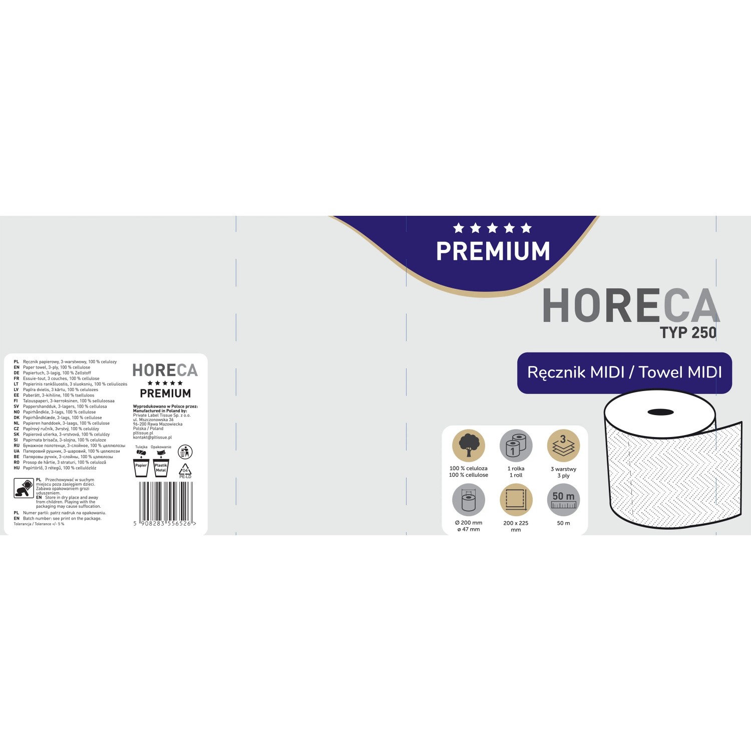 Ręcznik papierowy HORECA PREMIUM MIDI 250 listków 3-warstwowy_2