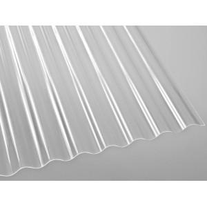 Przezroczysta płyta profilowana PVC Sinus 76/18, grubość 0,8 mm, do pokryć dachowych i okładzin ściennych.