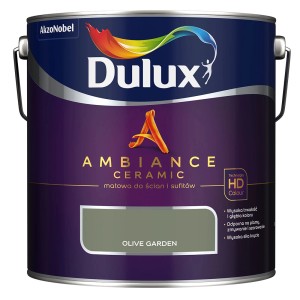 Puszka farby Dulux Ambiance Ceramic w kolorze Olive Garden do ścian i sufitów.