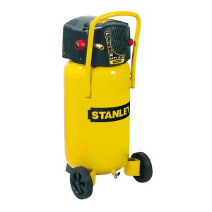 Żółty kompresor Stanley z kołami. Mobilny kompresor powietrza do warsztatu i na budowę.