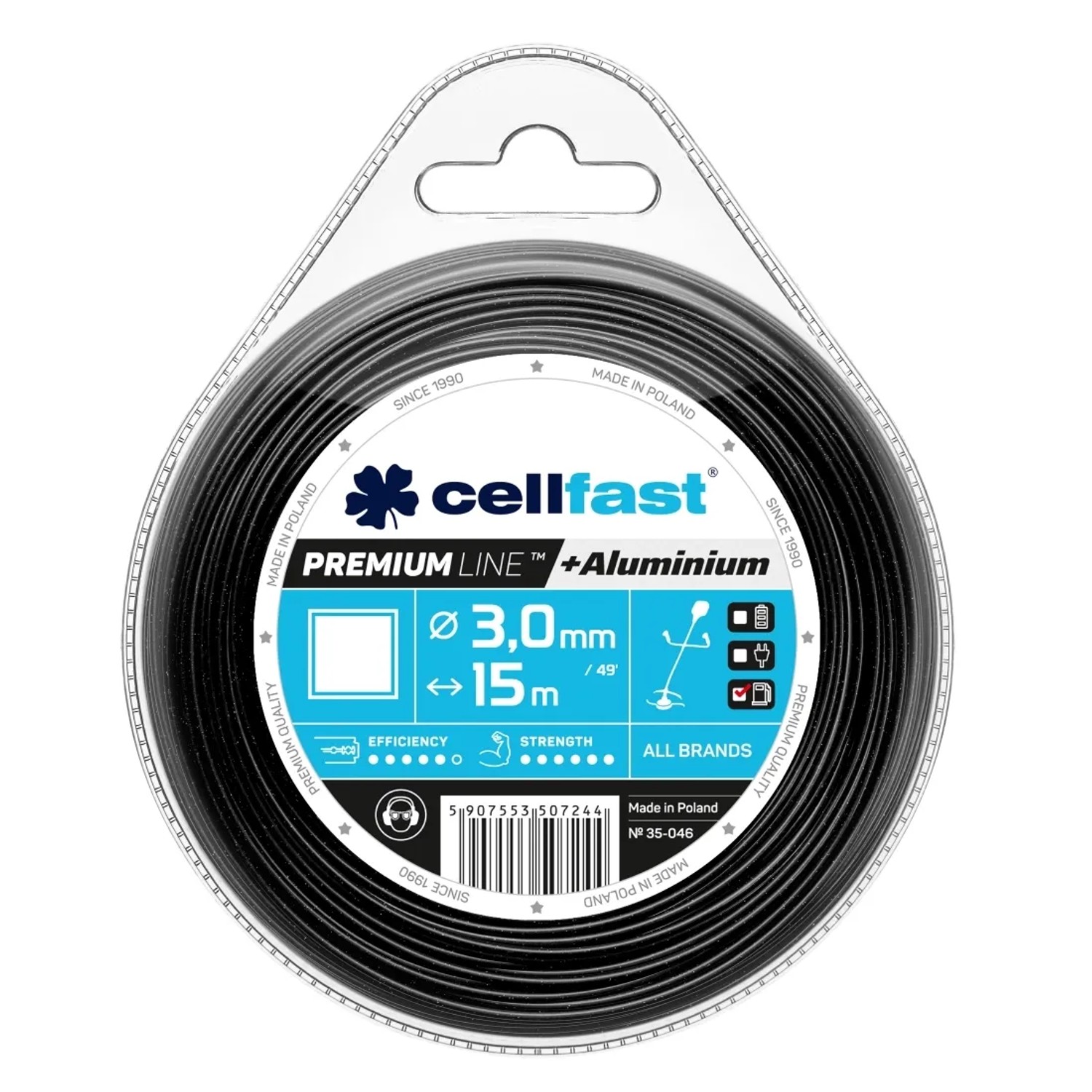 Cellfast Żyłka tnąca Premium - kwadrat 3,0 mm x 15 m