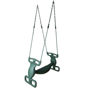 4IQ Podwójna huśtawka z podnóżkami ciemno zielona 59 x 81 x 39 cm