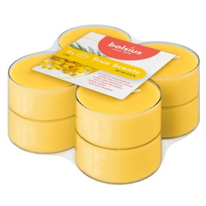 Bolsius True Scents Mimosa, zestaw 8 żółtych świeczek zapachowych typu tealight.