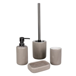 t.b.t. Zestaw akcesoriów łazienkowych, 4-częściowy, z dozownikiem mydła, mydelniczką, kubkiem i szczotką do WC.