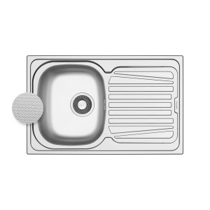 Pyramis Zlewozmywak SPARTA 1-kom. z ociekaczem stalowy len - 79 x 50 cm