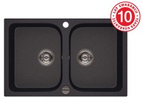 Zlewozmywak Porto 2-kom. czarny 76x48 cm