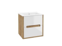 Defra Zestaw Szafka Nobu 60 cm 2 szuflady biały/ dąb złoty