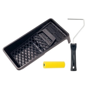 LUX Zestaw do lakierowania, 4-częściowy: kuweta, kratka, uchwyt i wałek piankowy.