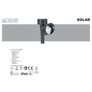 Lampa solarna 1xLED do gruntu IP44 wys. 37 cm czarna