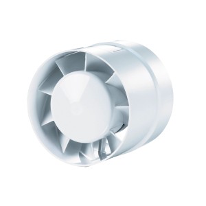 Biały plastikowy wentylator zewnętrzny t.b.t., widok z przodu.