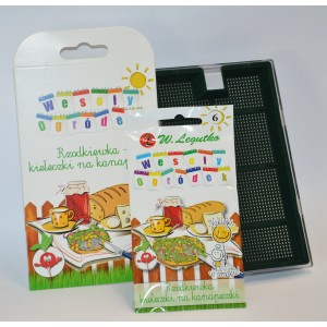 t.b.t. z kategorii pozostałe pomoce ogrodnicze. Opakowanie produktu i tacka do wysiewu.