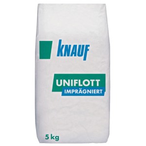 Knauf Uniflott, 5 kg worek impregnowanej masy szpachlowej do pomieszczeń wilgotnych, akcesorium do płyt gipsowych.