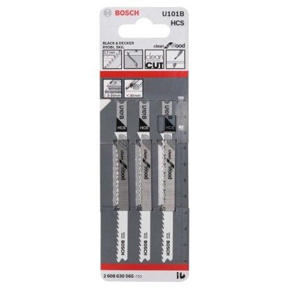 Bosch Professional Brzeszczot do wyrzynarki do drewna z uchwytem U - 3 szt