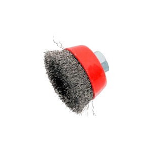 LUX Szczotka garnkowa 65 mm falista do szlifierki kątowej, szczotka druciana z gwintem M14.