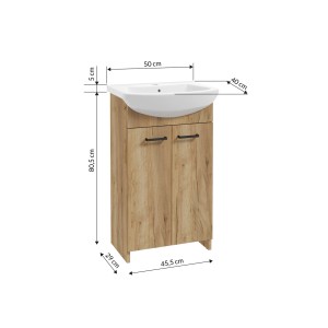 t.b.t. szafka pod umywalkę z umywalką, wygląd drewna, część zestawu mebli łazienkowych.