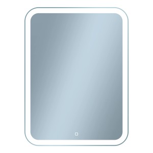 Prostokątne lustro t.b.t. z zaokrąglonymi rogami i oświetleniem LED.