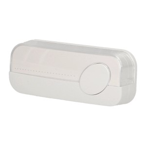 Dzwonek do drzwi t.b.t. w kolorze białym z przezroczystą obudową.