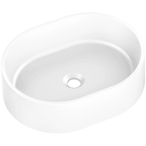 Umywalka nablatowa t.b.t. w kolorze białym, owalna.