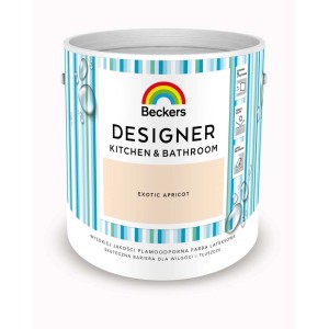 Puszka z farbą Beckers Designer Kitchen & Bathroom, odcień Exotic Apricot. Farba do łazienki.