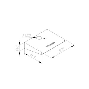 Rysunek techniczny okapu płaskiego t.b.t. z wymiarami.