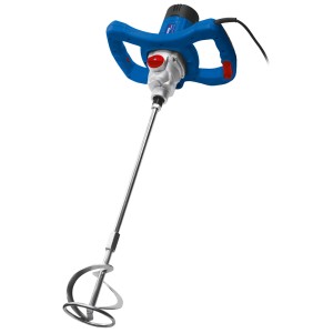 Mieszadło do zaprawy t.b.t., niebieskie, z mieszadłem do prac murarskich i glazurniczych.