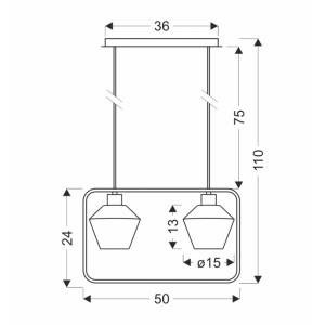 Candellux Lampa wisząca NIKO czarna 2xE27 40W klosz bezbarwny karbowany