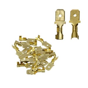 Złote końcówki kablowe do akcesoriów do telefonów komórkowych, różne rozmiary.