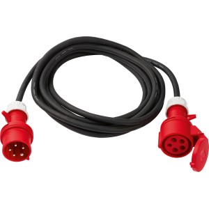 Czerwony przedłużacz CEE, 5 m, do kempingu i ogrodu.
