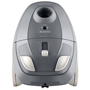 Szary odkurzacz do czyszczenia na sucho i na mokro.