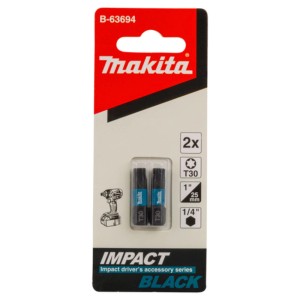 Zestaw bitów Makita, 2 sztuki, T30, 1/4 cala, do zakrętarek udarowych.