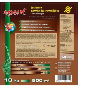 Agrecol Jesienny nawóz do trawników i traw ozdobnych, 10kg, na 500m² powierzchni.