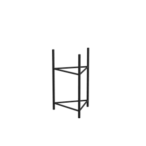 Czarny metalowy stojak na kwiaty t.b.t. do użytku wewnętrznego.