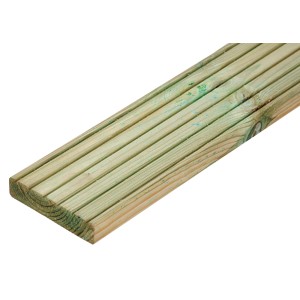 Deska tarasowa t.b.t., jasne drewno z rowkami.