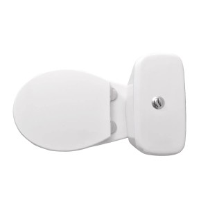 Kompakt WC t.b.t. w kolorze białym, widok szczegółowy.