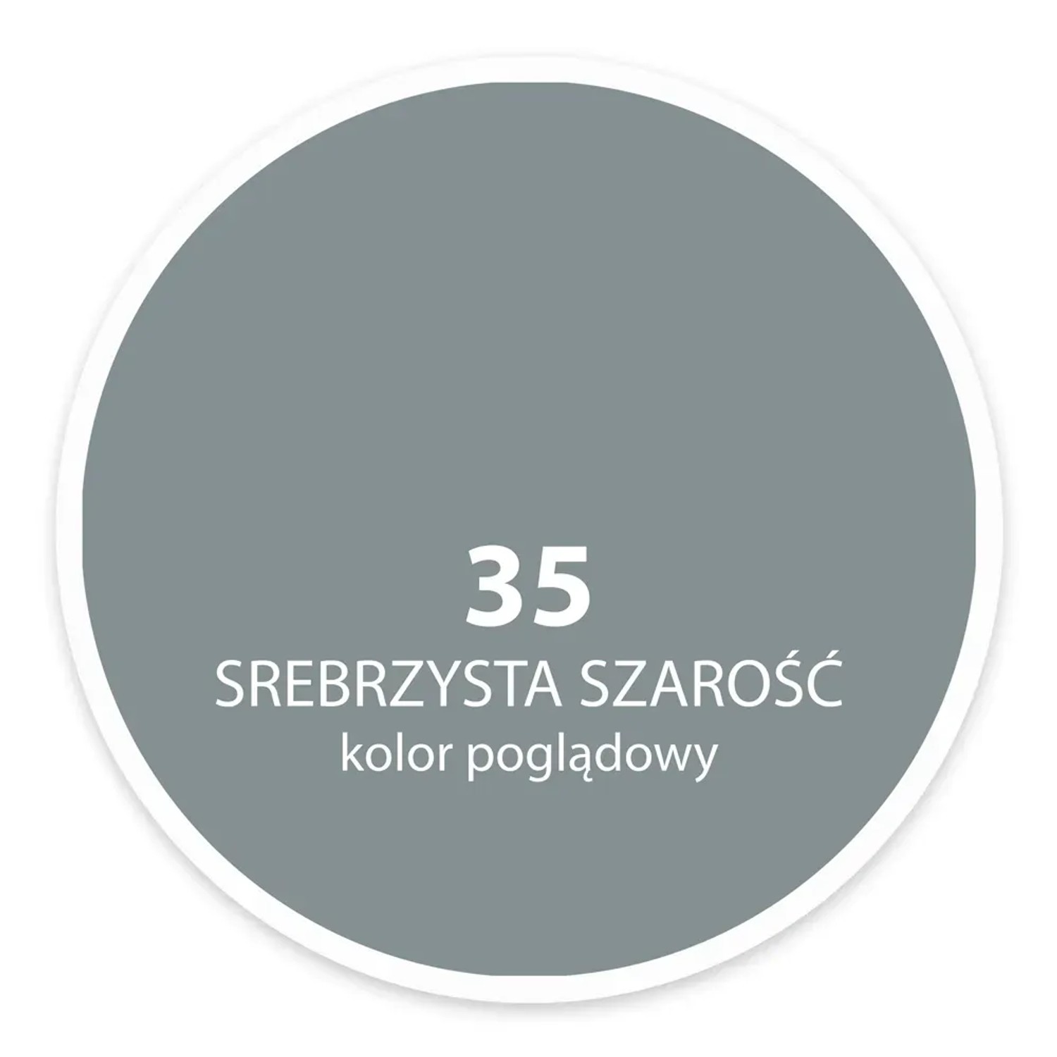 Próbka koloru srebrnoszarego nr 35 do farb ściennych. Kolor poglądowy do aranżacji wnętrz.