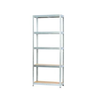 Metalowy regał z 5 półkami, idealny do przechowywania i organizacji.