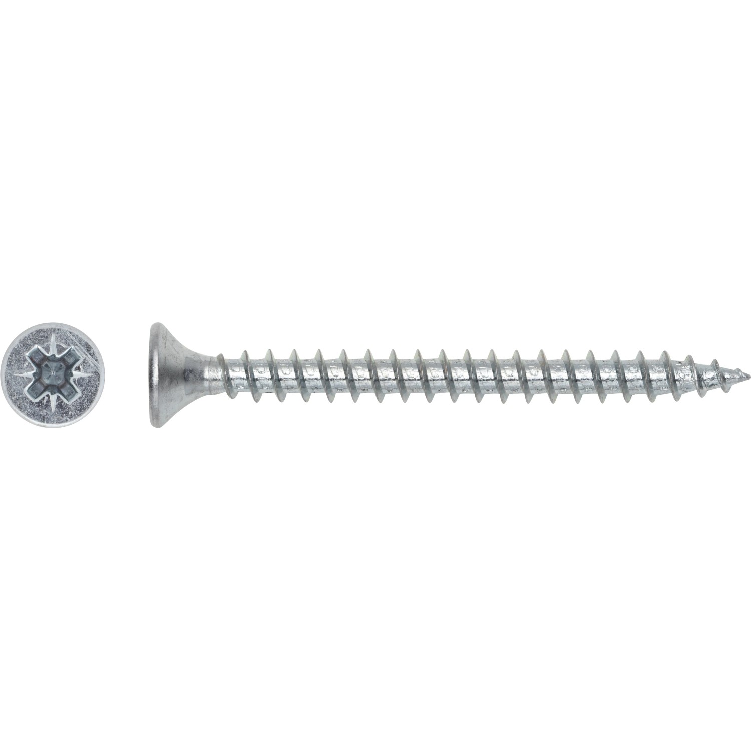 Wkręt do płyty wiórowej z łbem stożkowym, Ø 4 mm x 30 mm, napęd PZ, ocynkowany, 25 sztuk.