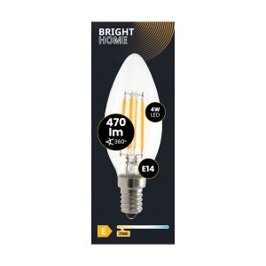 Żarówka LED E14 w kształcie świeczki, 4W, 470 lumenów, ciepła biel.